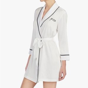 Kate Spade Mrs. Ivory Robe with Black Piping